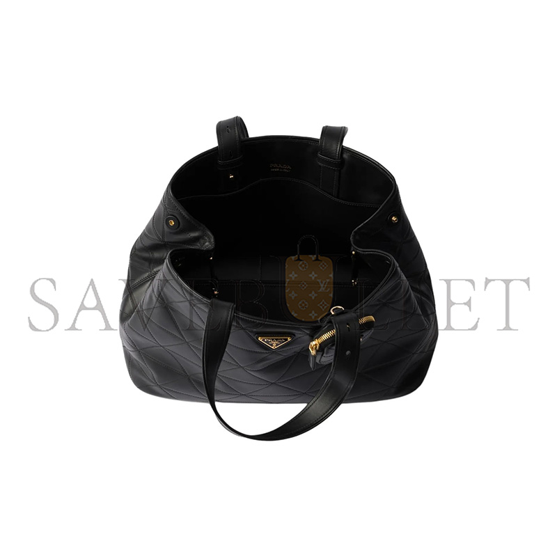 Pra*a large leather tote bag with stitching 1bg547 (38*25*17.5cm)